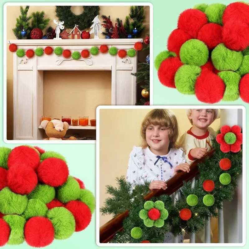 6Pcs 6cm Christmas Decoration Fluffy Ball Hanging Ornaments for Halloween Party Xmas Home New Year Gifts Navidad Decor Craft C251024