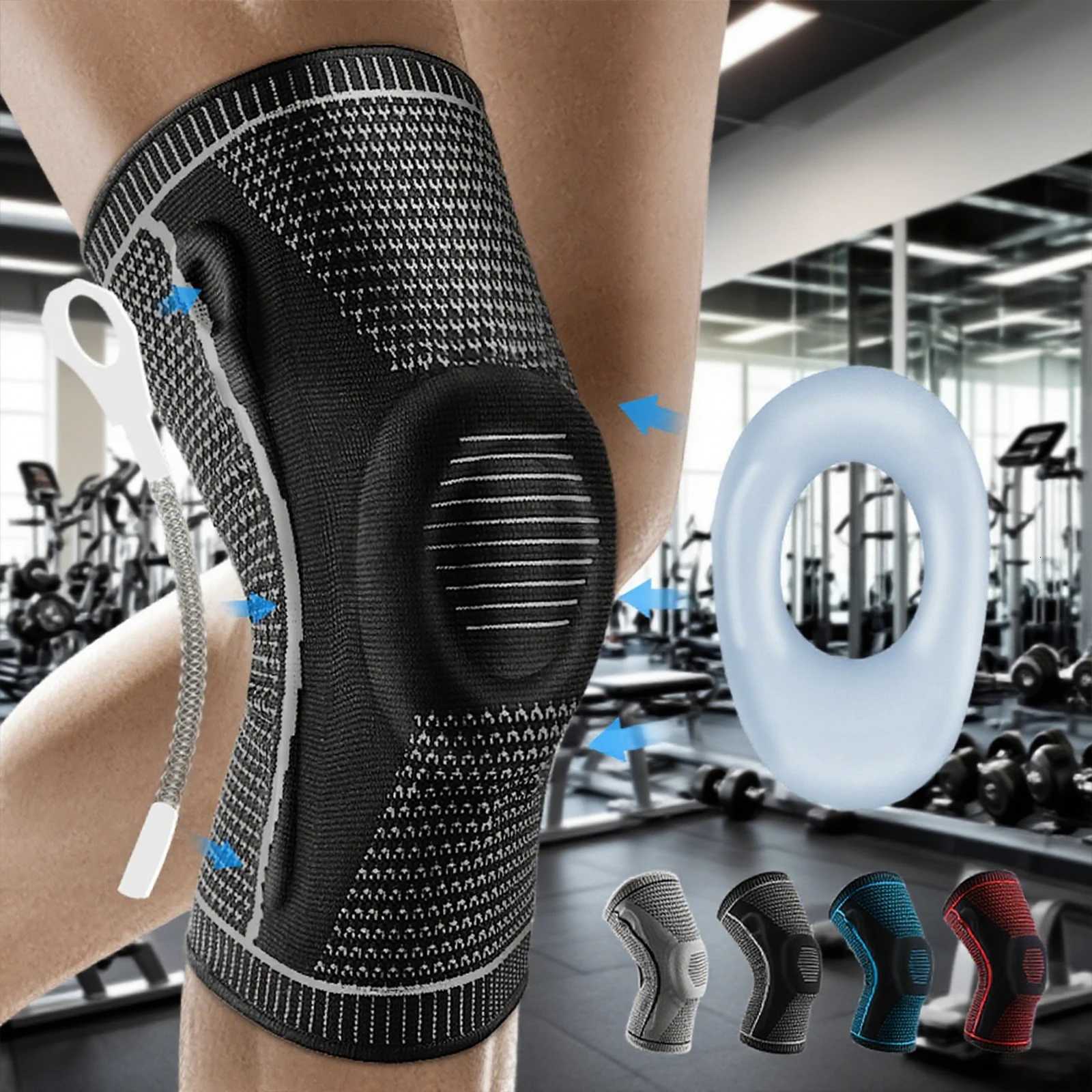 1PC Sports Knee Pads Meniscus Patella Supports Silicone Kneecaps Men Compression Knee Sleeve For Gym Fitness Running Protection Y251024