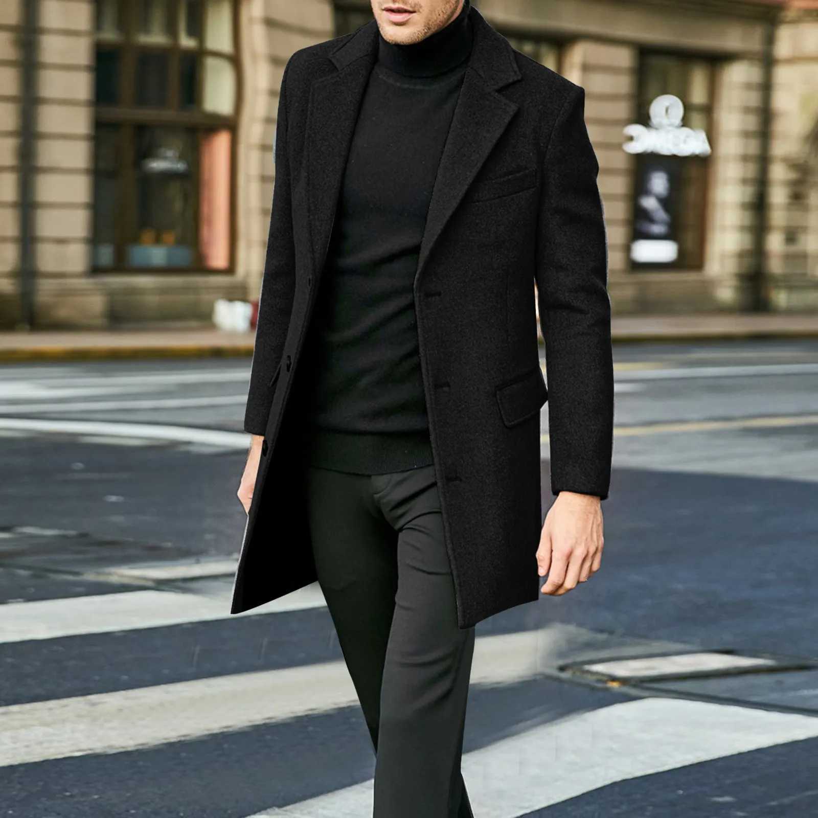 Mens British Mens Long Sleeved Woolen Coat Woolen Coat Trendy SuitT251025