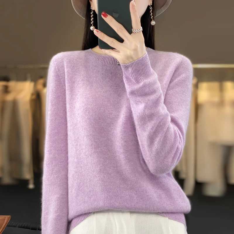 100 Merino Wool Sweater Women Oneck Cashmere Knitwear Female Pullover Autumn Winter Casual Tops Solid Color Soft ClothingT251025