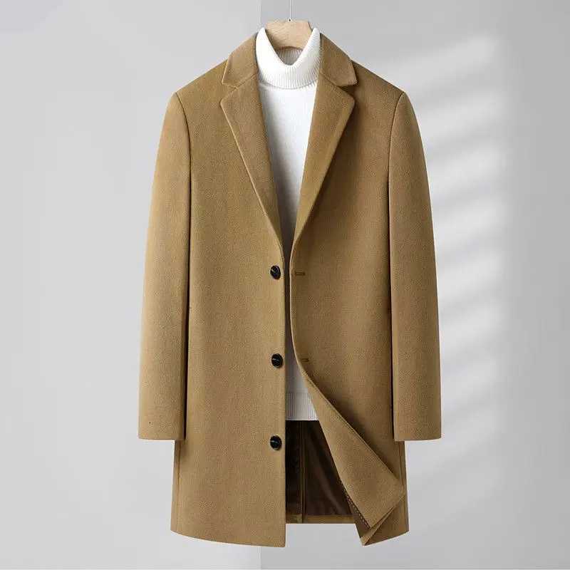 Large Size Men Clothing Wool Coats Coat Korean Autumn Winter Casual Solid Loose Male Clothes Long Sleeve Midi Overcoat BlendsT251025