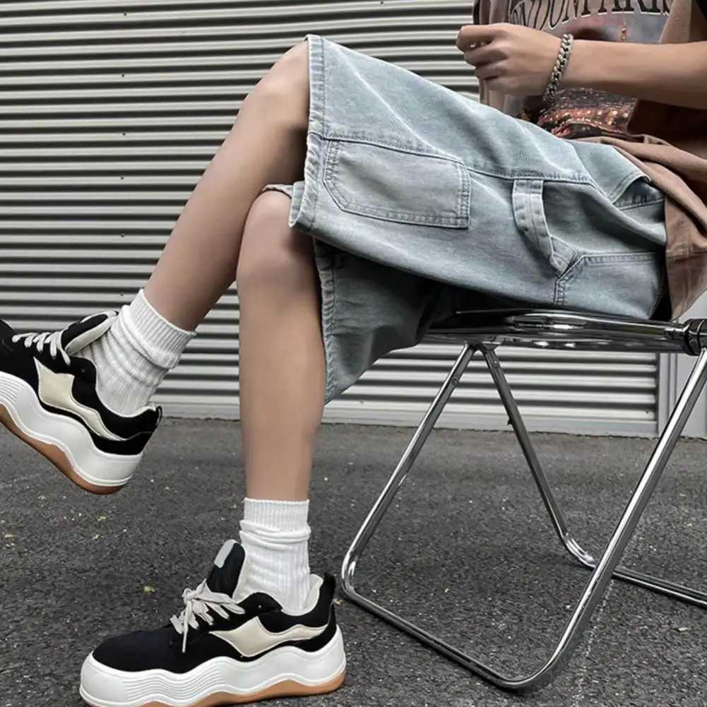 Fashionable Loosefit Straightleg Denim Shorts Simple Solid Color Casual Versatile Mens Fivepoint PantsXJ251025