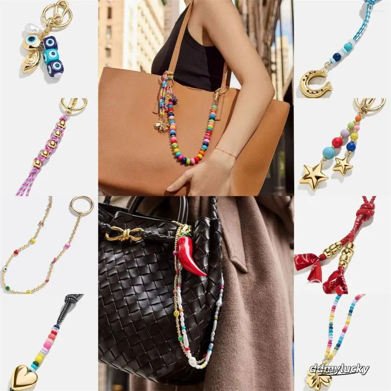 Colorful Hand Woven Keychain: Bohemian Bag Hanging Pendant With Bead Accents, DIY Accessories Ddmylucky