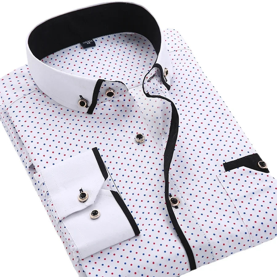 Floral Button Down Men Shirt Male High Quality Long Sleeve Shirts Casual Slim Fit Black Man Clothes Dress Shirts 251023