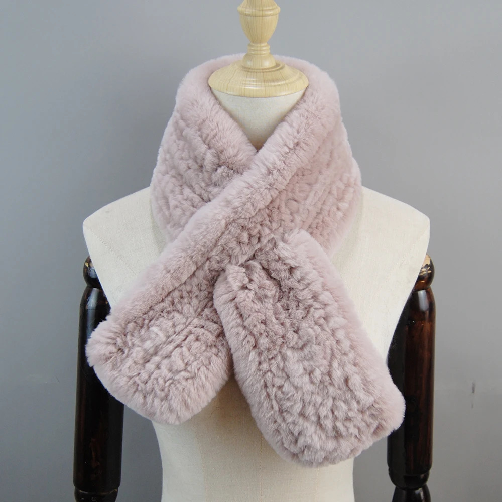 Russia Winter Real Rex Rabbit Fur Scarf Women Winter Warm 100 Natural Rex Rabbit Fur Scarves Lady Knitted Real Fur Mufflers 251020