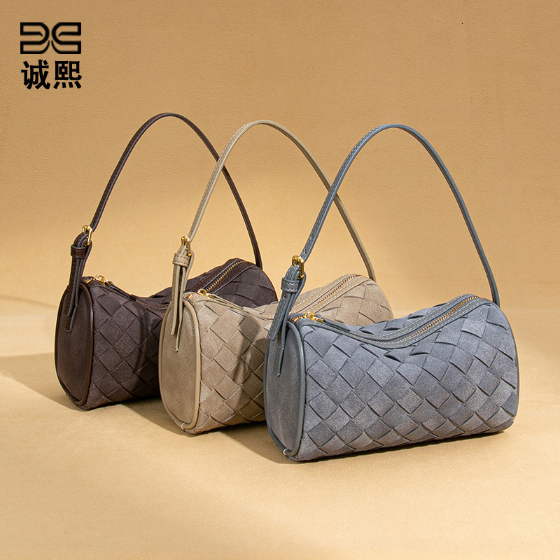 Luxury Brand Designer Bag New Nubuck Leather Handwoven Bag, Light Luxury Niche Shoulder Underarm Bag, Handheld Versatile Trendy Crossbody Pillow Bag