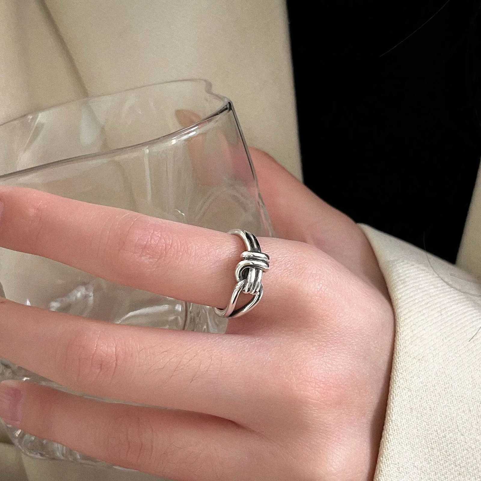 New Hot Selling 925 Sterling Silver DoubleLayer Knot HighEnd Opening Ring Suitable For Charming Ladies Jewelry Party GiftsXJ251025