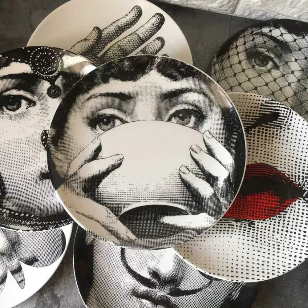 Ceramic Italian Face Hanging Plate Wall Decoration Plate European Ceramic Art Nordic Wall Decoration Ornaments Dinner Ceramic Tr Y251025