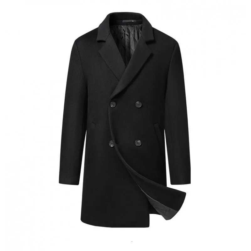 Highquality mens fashionable and stylish solidcolor casual autumn and winter coat with wool and cotton midlength coatT251025