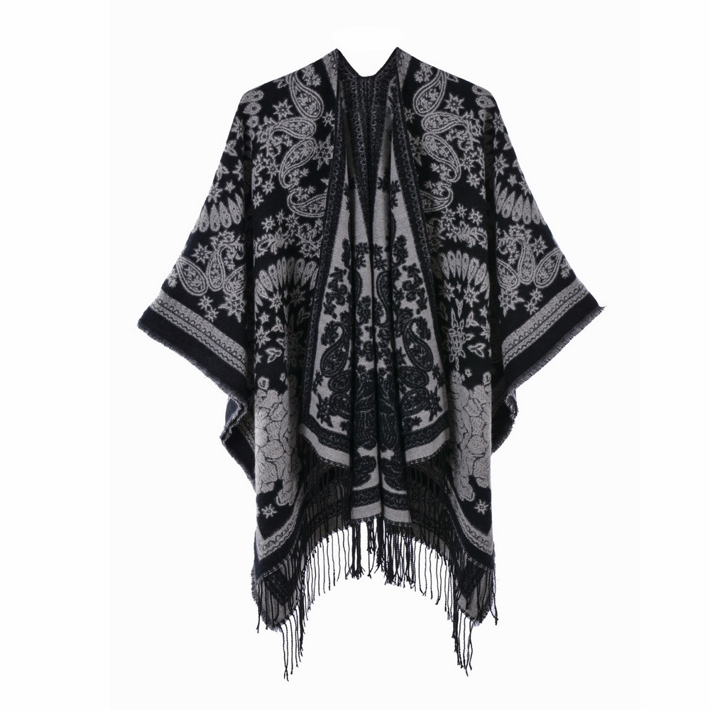 Autumn Winter Scarf Womens Ethnic Style Shawl Scarf Split Cape Travel Outerwear Warm Cape
