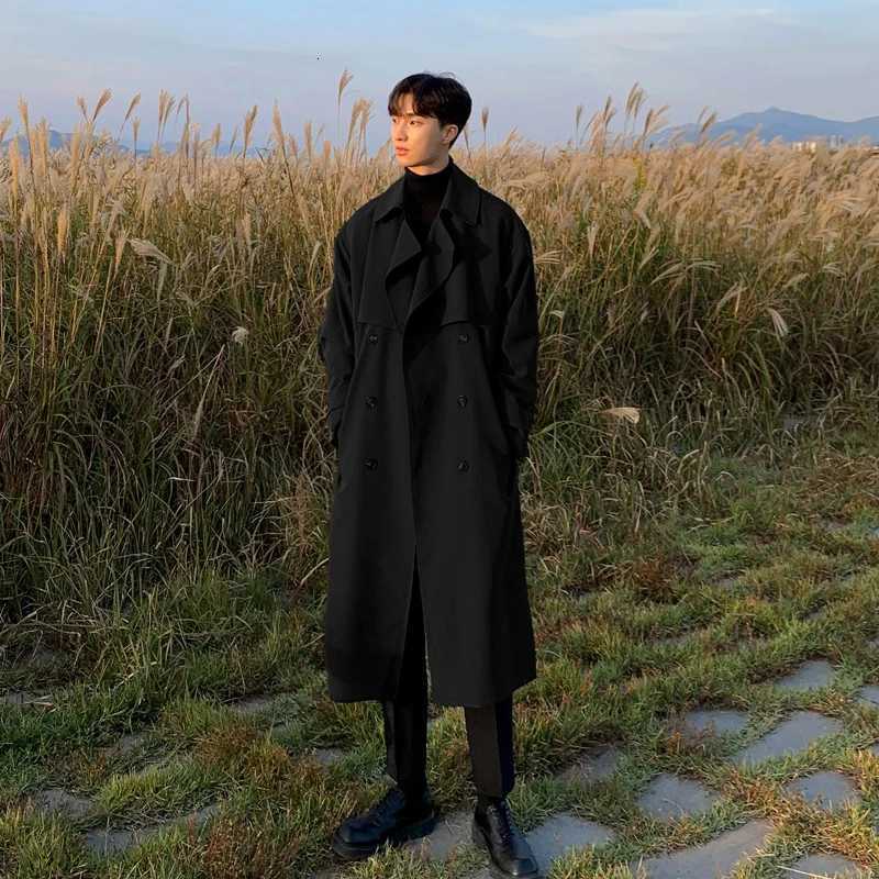 Trench coat Brand New Spring Trench Korean Mens Fashion Overcoat Male Long Windbreaker Streetwear Men Coat Outer Wear ClothingT251025