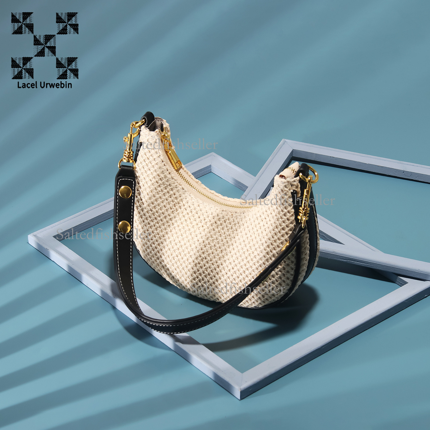 Lacel Urwebin Summer New Straw Woven Moon Bag 2023 Korean Version Versatile Shoulder Underarm Bag for Women Niche Crossbody Bag Free shipping