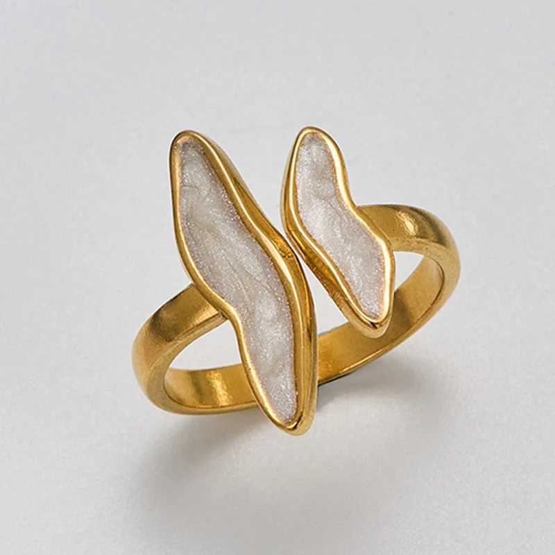 Stainless Steel Wave Drip Glaze Open Rings for Women Retro Punk Style Trendy Creative Exquisite Ring Accessories GiftXJ251025