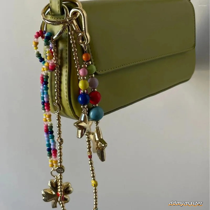 Colorful Hand Woven Keychain: Bohemian Bag Hanging Pendant With Bead Accents, DIY Accessories Ddmymaster