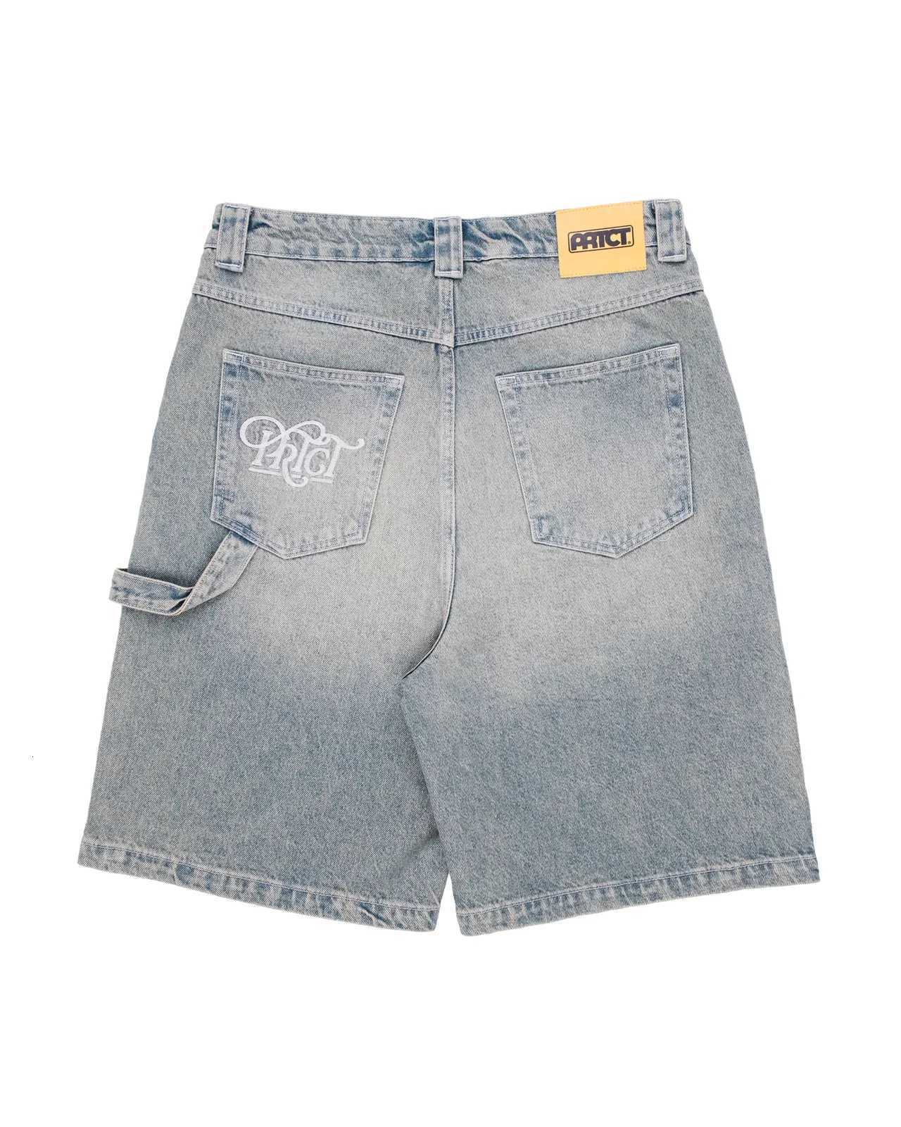Mens Urban Street Washed Denim Shorts Straight Loose Fit Distressed Mid Length Casual Summer Stretch Comfort Vintage JeansXJ251025