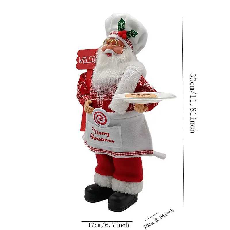 12 inch Christmas Standing Chef Santa Claus Merry Christmas Decoartions For Home Xmas Ornaments Navidad Party Supplies Noel 2023 C251024