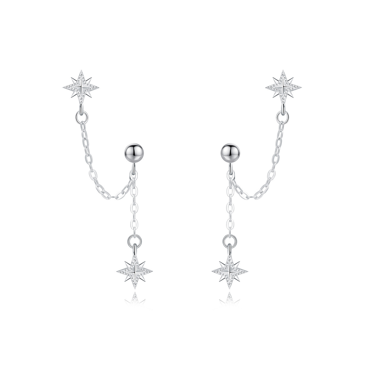 Luxury earrings Gold earrings S925 pure silver zircon compass octagonal star tassel earrings personalized high-end pendant earrings free shipping