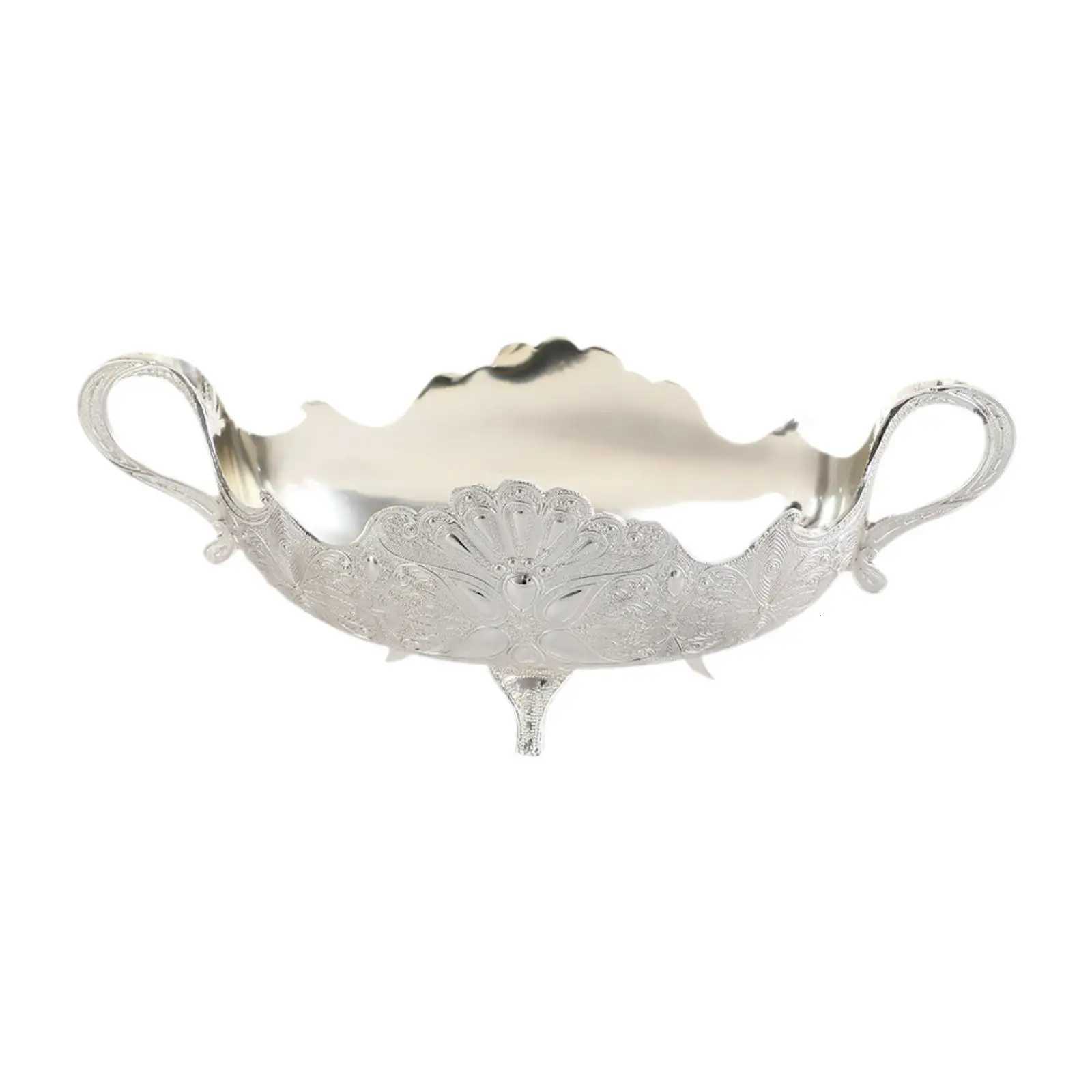 Footed Fruit Bowl Snacks Plate Double Ear Design Decorative Countertop Organizer Fruit Holder for Bar Wedding Holidays He Y251025