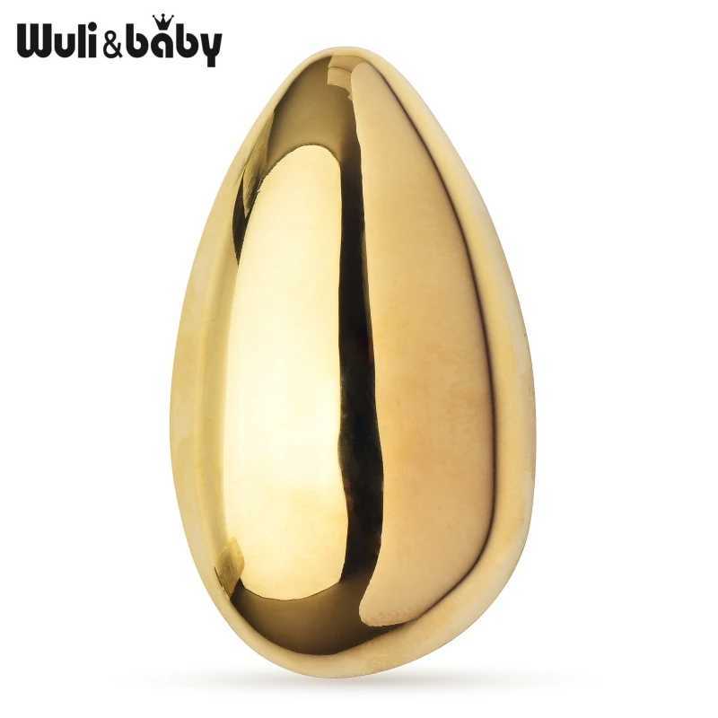 Wulibaby Stainless Steel Egg Brooches For Women Unisex 2color Beautiful Geometric Party Office Brooch Pins Gifts J251115