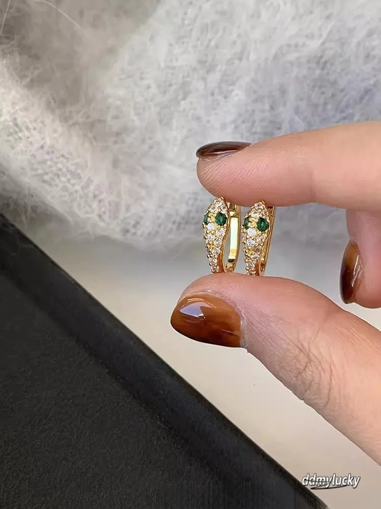 S Sterling Sier Serpentine Earrings For Women - Fashion Micro Zircon Inlaid Bright Hip Hop Style Ddmylucky