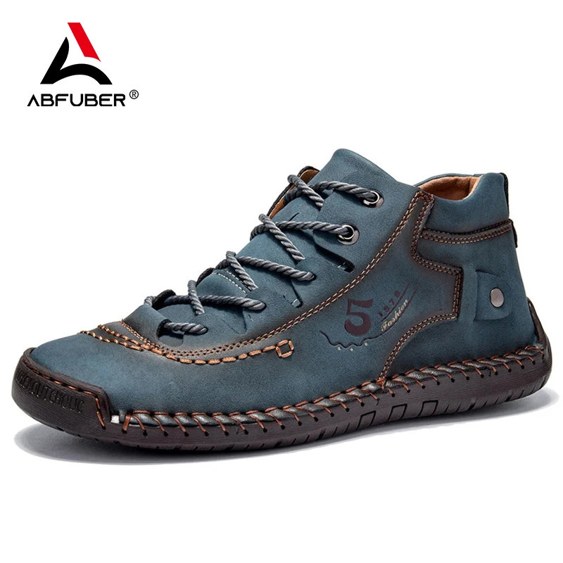 Handmade Leather Casual Men Shoes Ankle Boots Men Loafers Comfort Walking Shoes Men Flats Moccasins Shoes Plus Size 251023