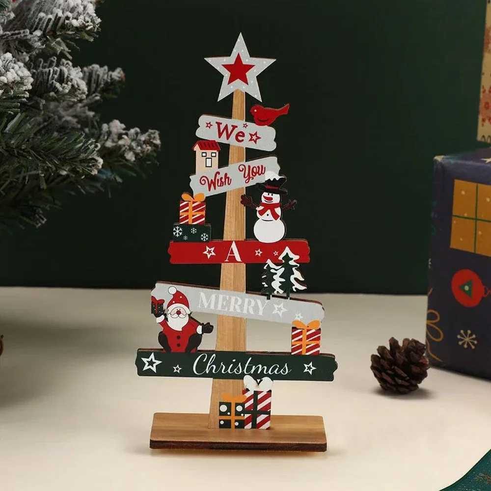 Runto 1pc Wooden Xmas Tree Ornaments Santa Claus Snowman 2025 Merry Christmas Home Decoration New Year Desktop Decor Navidad C251024