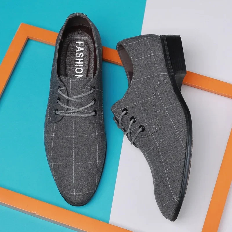 Mens Dress Shoes Breathable Canvas Shoes Pointed Toe Business Casual Shoe Wedding Shoes for Men LaceUp Oxford Shoe Big Size48 251023