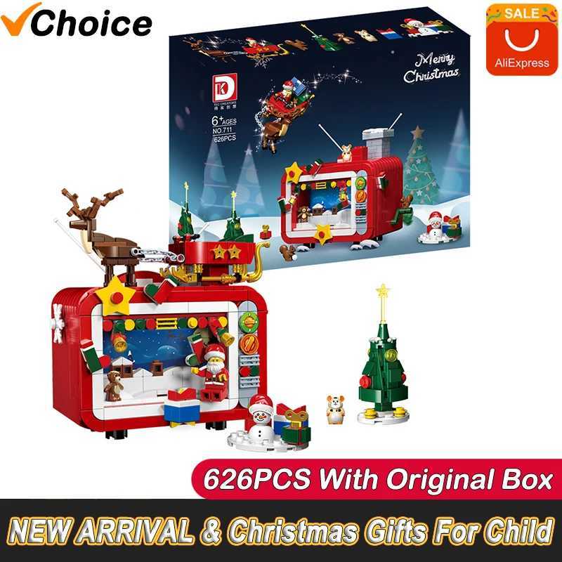 Christmas Gifts Snowy Scene Tv Micro Building Blocks Toy Set Small Particle Bricks Block Childrens Toys Gifts Party Home Decor C251023
