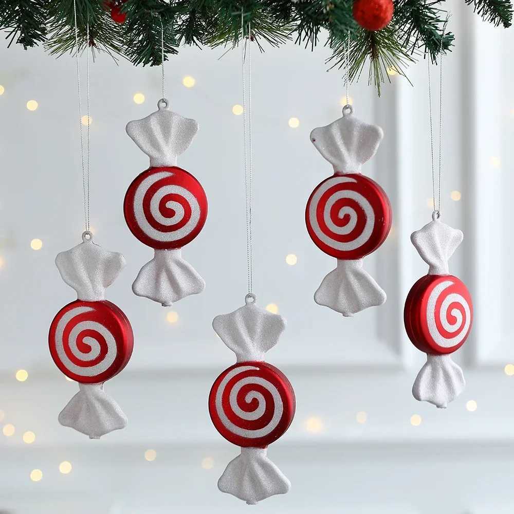 6Pcs Christmas Hanging Candy Balls Red White Candy Pendant Home Party Christmas Tree Decorations Navidad Winter New Year C251024