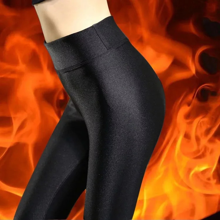 lady size XL high waist stretched cashmere leggings female autumn winter bright black legging step foot slim fit pencil pants 251018