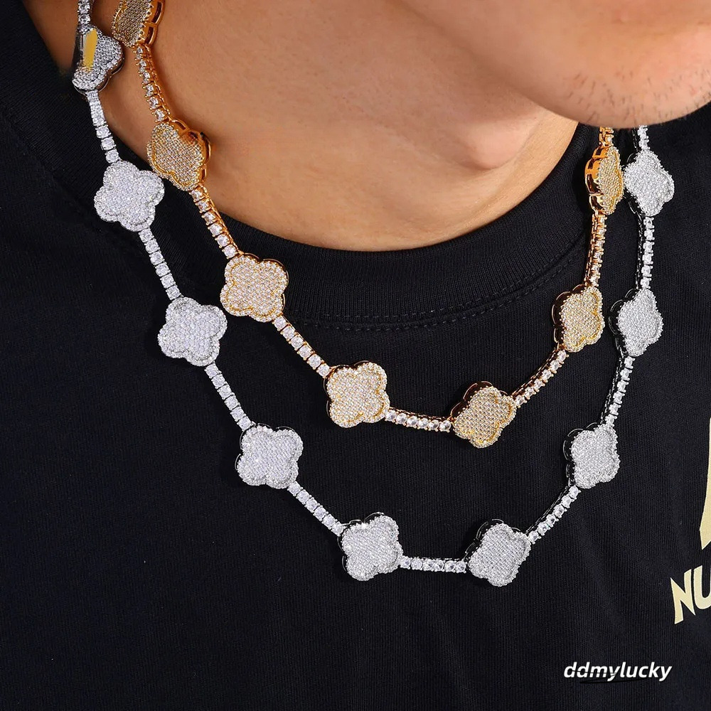 Iced Out Tennis Chain Micro Pave Cubic Moissanite Necklace: Wholesale Bling Dia Hip Hop Jewelry For Women Party Gift Ddmylucky