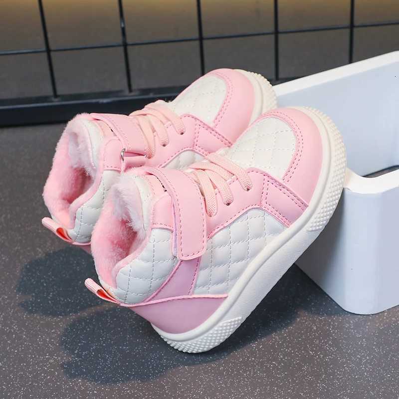 fleece lined sports shoes for boys and girls warm kids shoes for winter running sports shoes and basketball shoesT251025