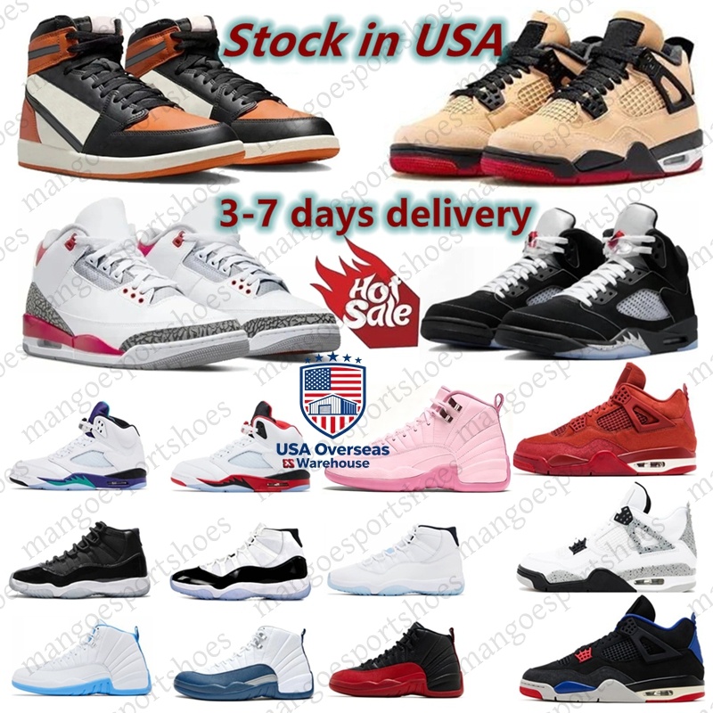 Designer for Men Women 4 4s 5 5S 3 3s 11 11s 12 12s 1s high low Basketball Shoes Pizza Grape Black Cat Fire Red White Cement Thunder sneakers trainers sport shoe