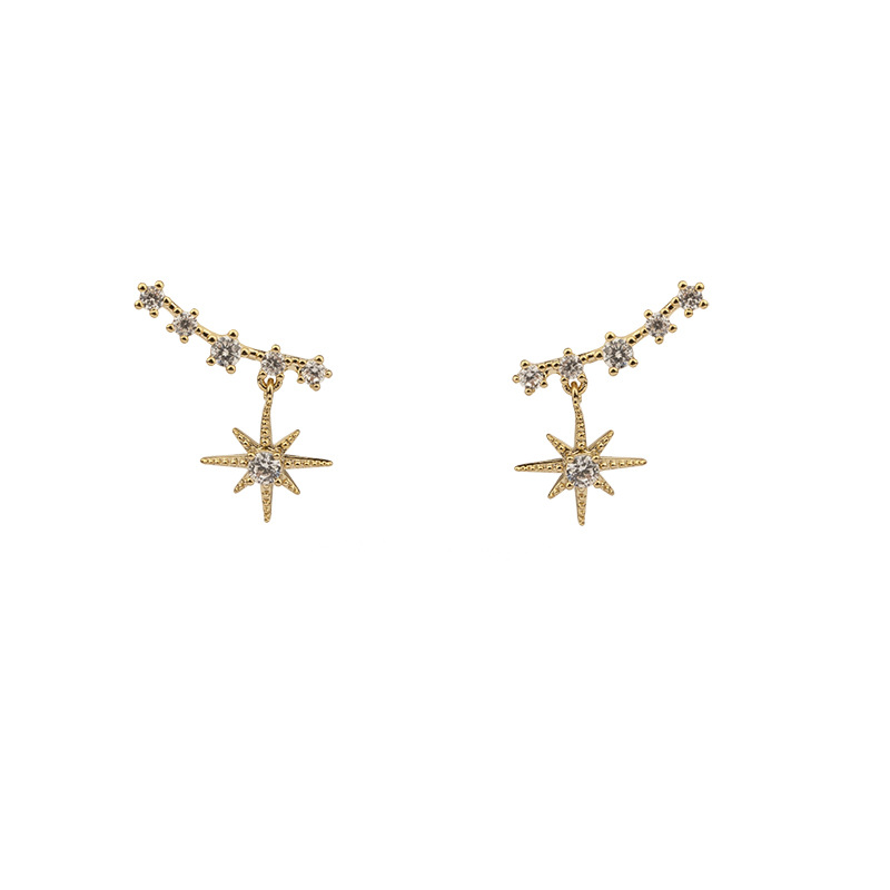 Designer earrings S999 pure silver sun shining star zircon earrings, simple and luxurious star earrings Luxury earrings free shipping gift for women