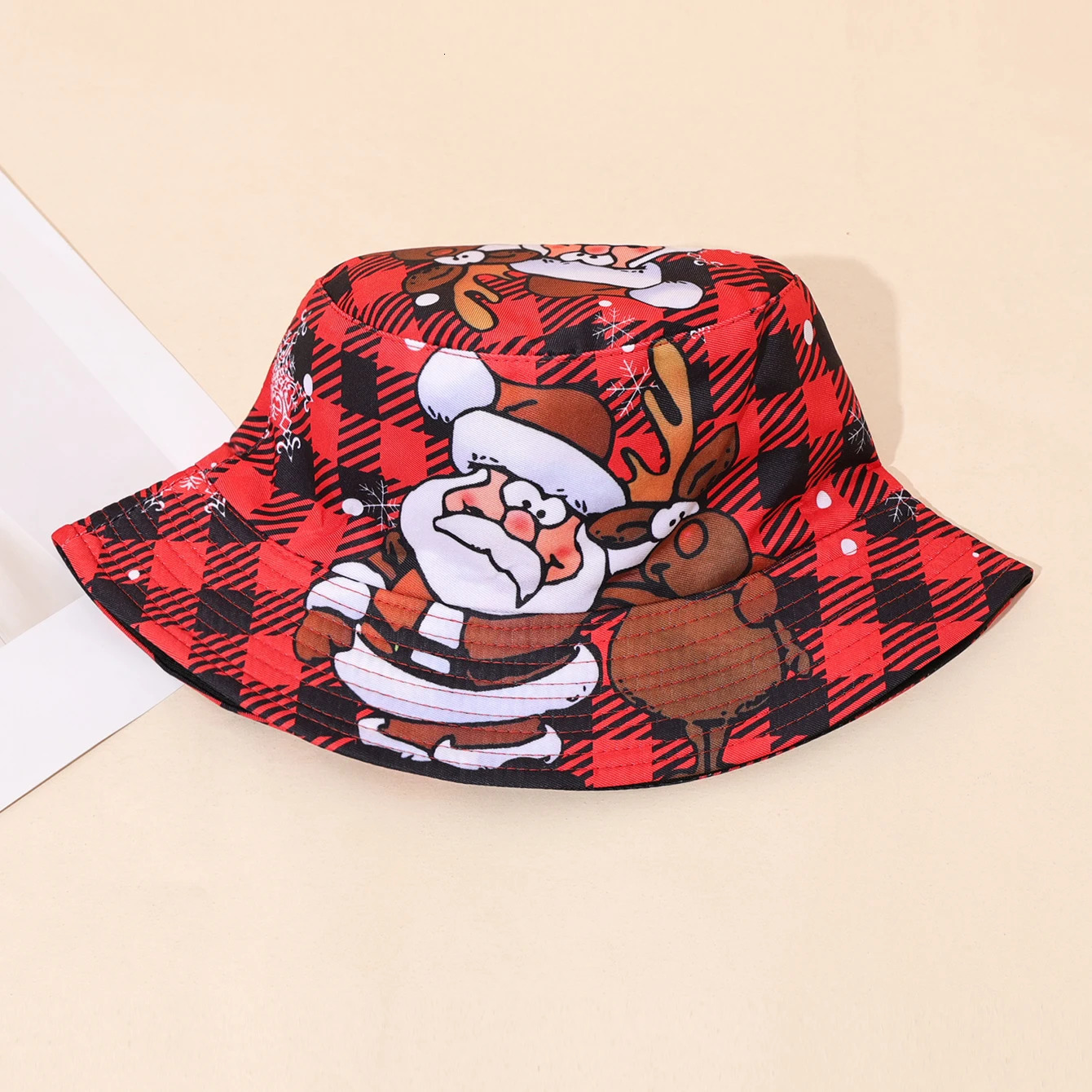 Santa Claus Pattern Fisherman Hat Christmas Printed Basin Hat Sun HatSuitable for Holiday Gifts 251024