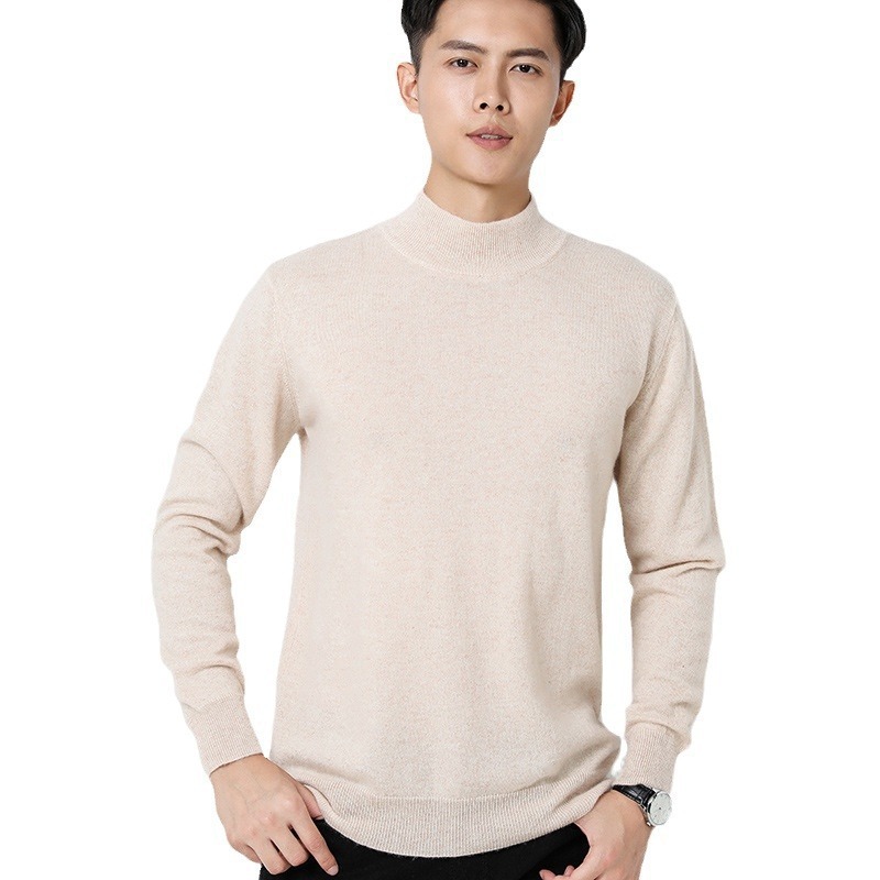 2025 Autumn Winter Designer Sweater New Men's Business Pullover Solid Color Casual Sweater Men's Base Half Turtleneck Knit