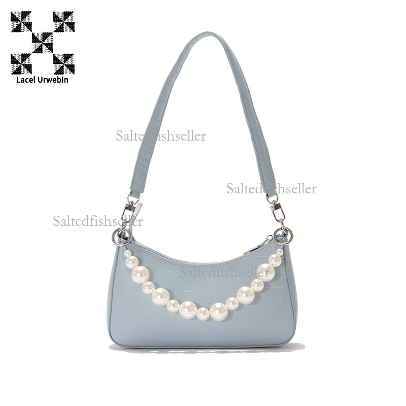 Lacel Urwebin Designer Luxury New Crescent Bag Fashion Trend Women's Crocodile Pattern Pearl Zipper Single Shoulder Crossbody Bag Large Capacity 