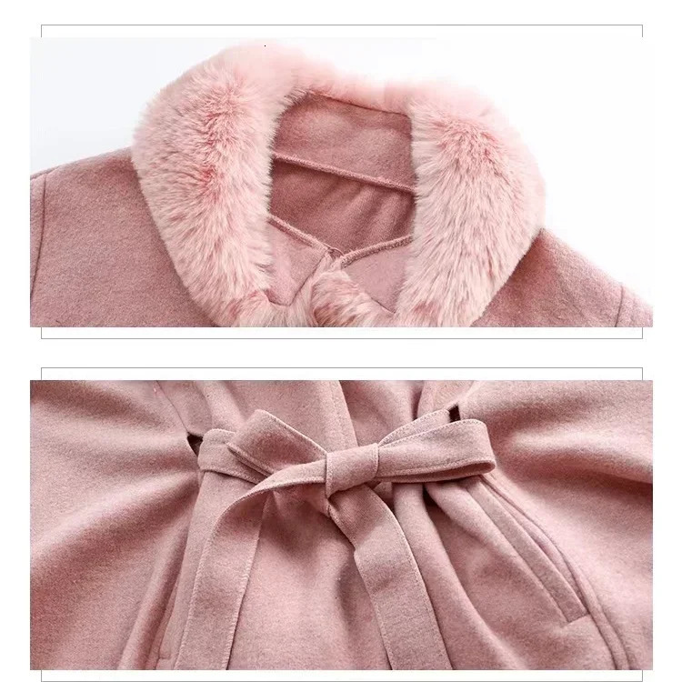 Womens Fur Coat Poncho Wool Warm Fashion Knitted Cloak With Fur Trim Faux Fur Poncho Cape goth Overcoat capas y ponchos 251024