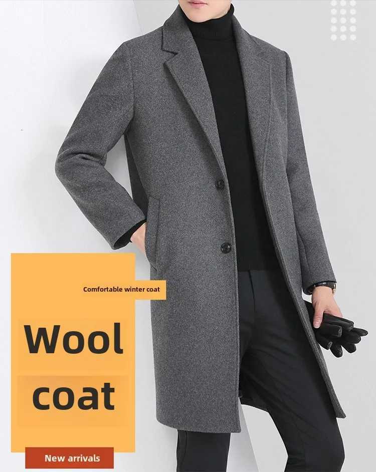 2024 Winter Wool Coat Casual Mens Fashion Trend Medium To Long Thickened Double Sided Woolen Windcoat Coat Trench Coat MenT251025