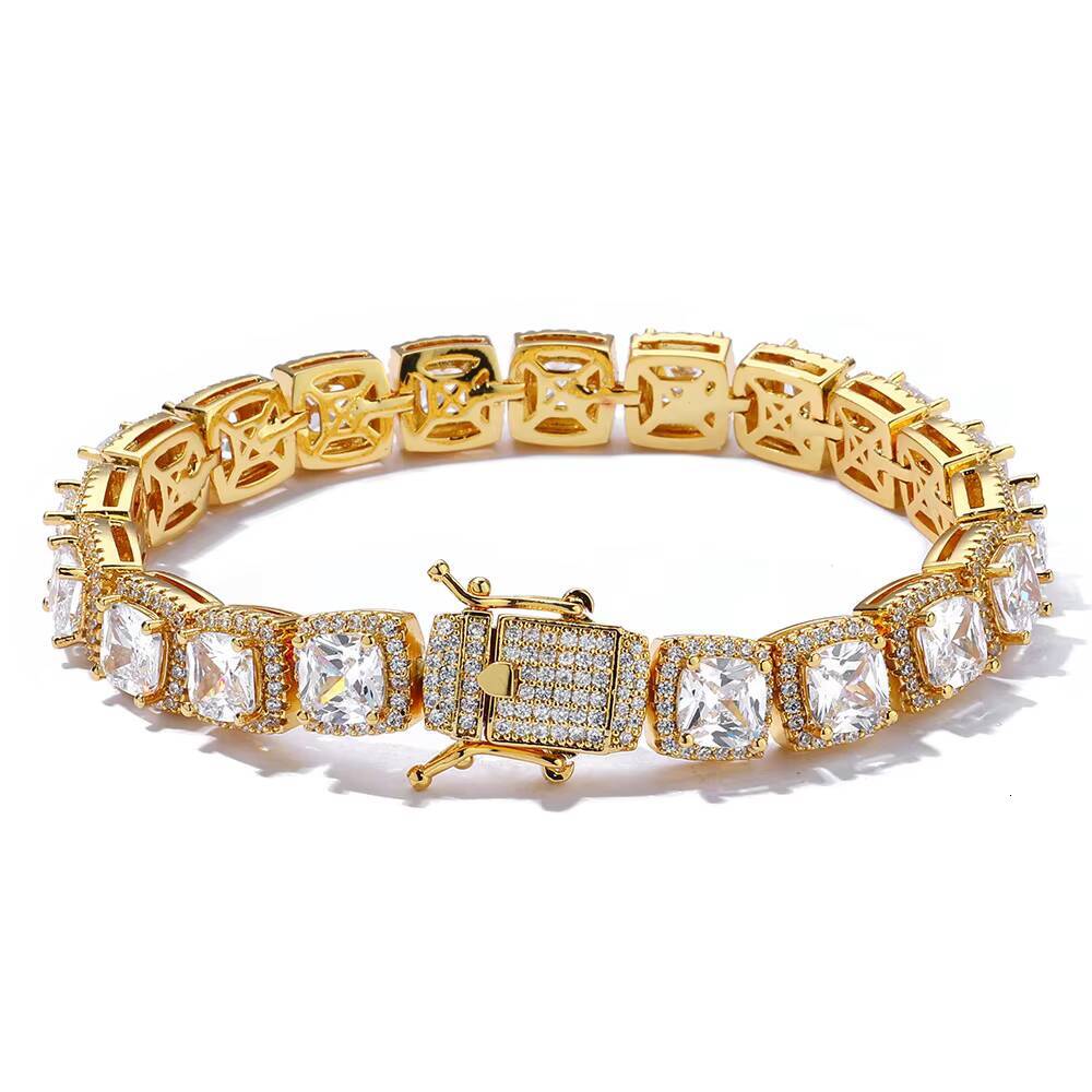 10mm Rock Sugar Diamond Chain S925 Silver Moissanite Customizable Hip Hop Bracelet for Men Fine Chain Link