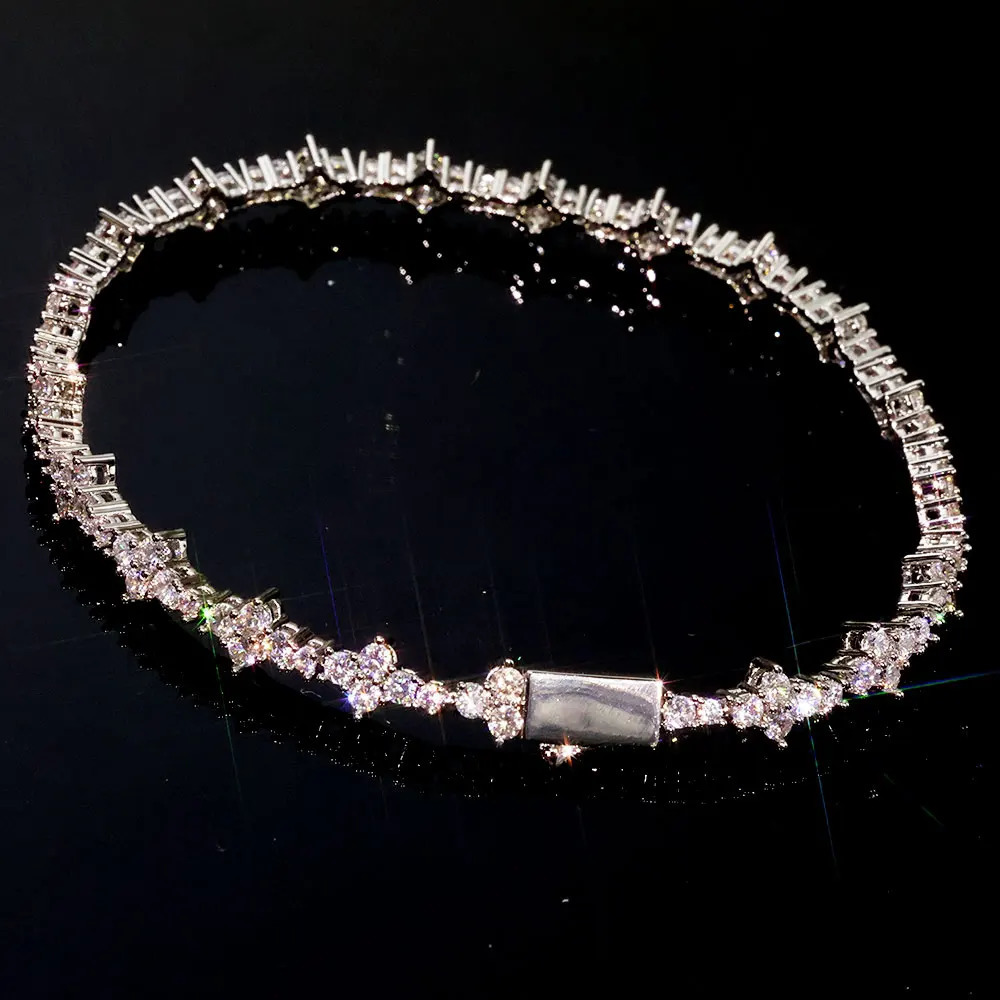 Light Hip Hop Cubic Zirconia Cross Tennis Bracelet for Man Women High Quality Sun Star Tennis Bracelets Jewelry 251023