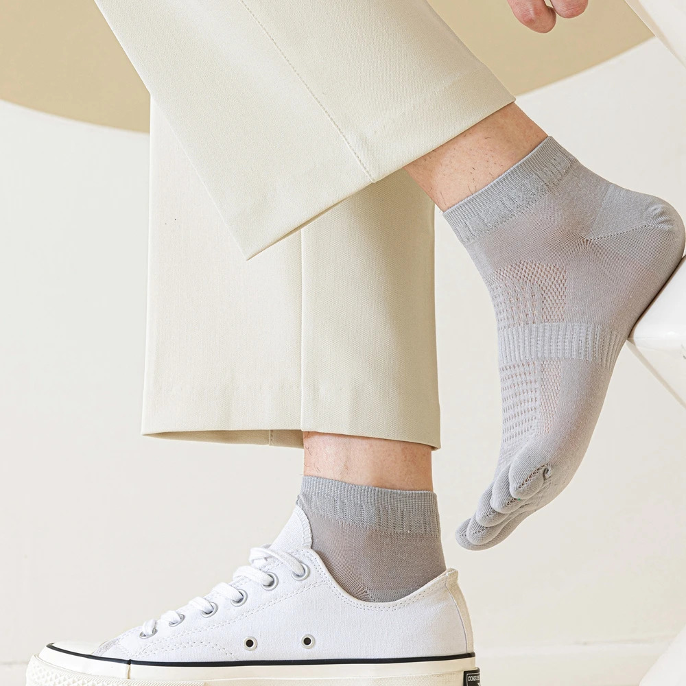 5 Pairs Five Finger Socks Men Summer Mesh Toe Socks with Separate Fingers High Quality Cotton Ankle Socks Sports Running 251023