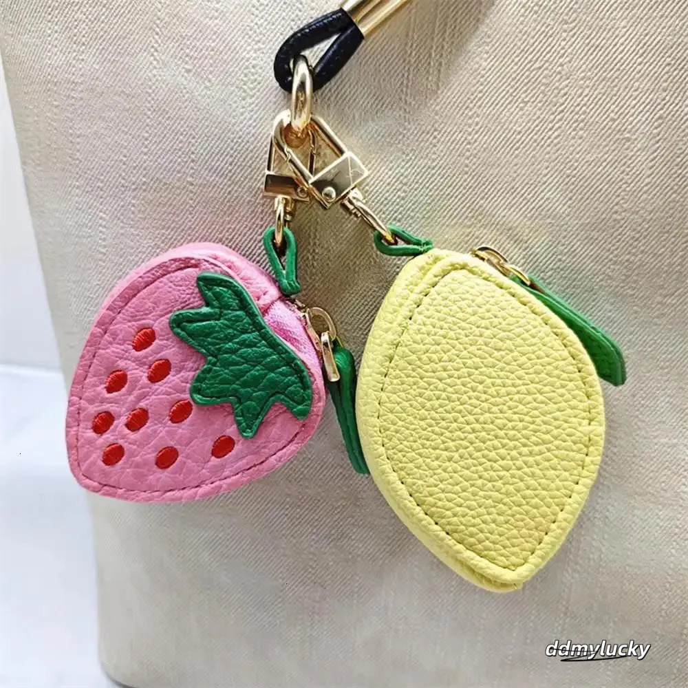 Cute Fruit Shaped Coin Purse Charm, Mini Leather Wallet Pouch, Creative Bag Pendant Gift Ddmylucky