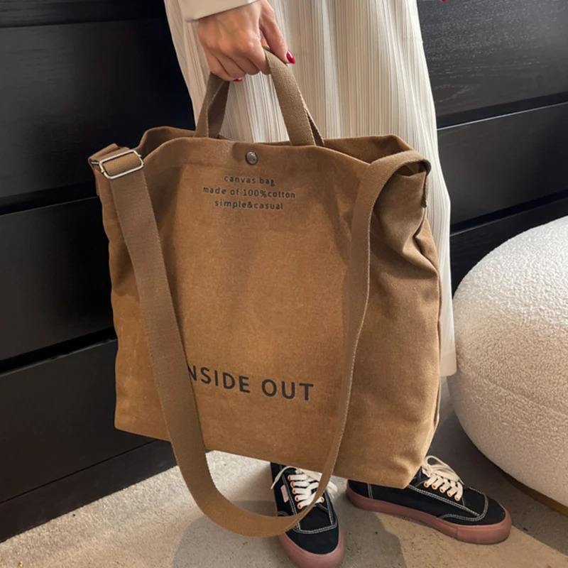 High Quality Canvas Men and Women Simple Crossbody Bag Wash Thick Handbag Large Capacity Arts Students Package Satchel 251018