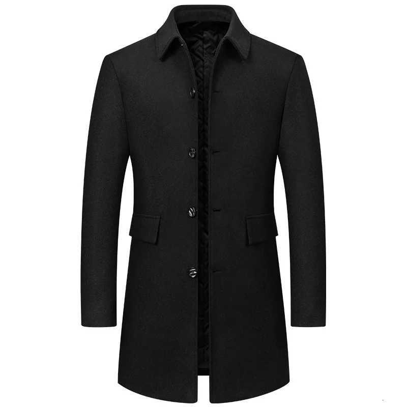 Men Woolen Lapel Business Casual Trench Coats Man Winter Long Jackets Overcoats Male Cashmere Trench Coats Woolen Blends Coats 5T251025
