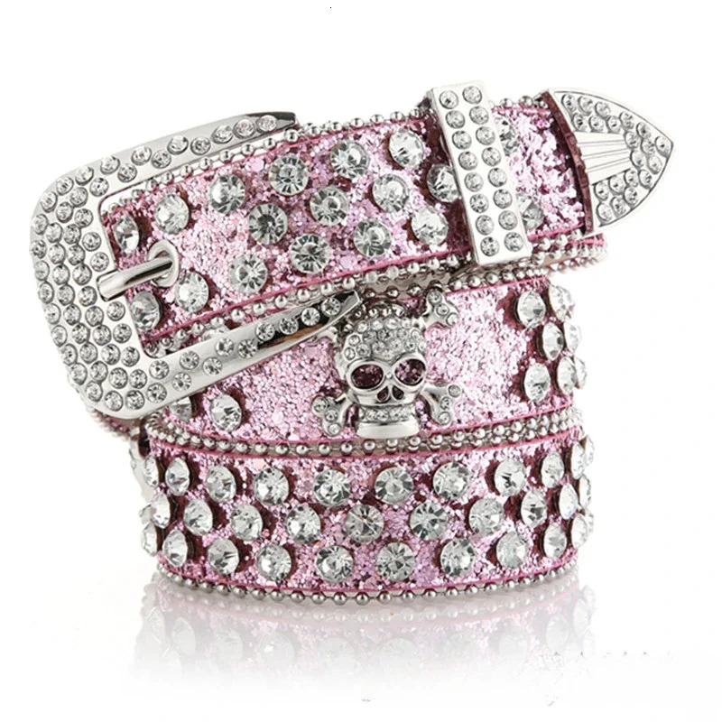 Womens Rhinestone Skull Diamond Belt European and Western Style Belt for Denim 251024