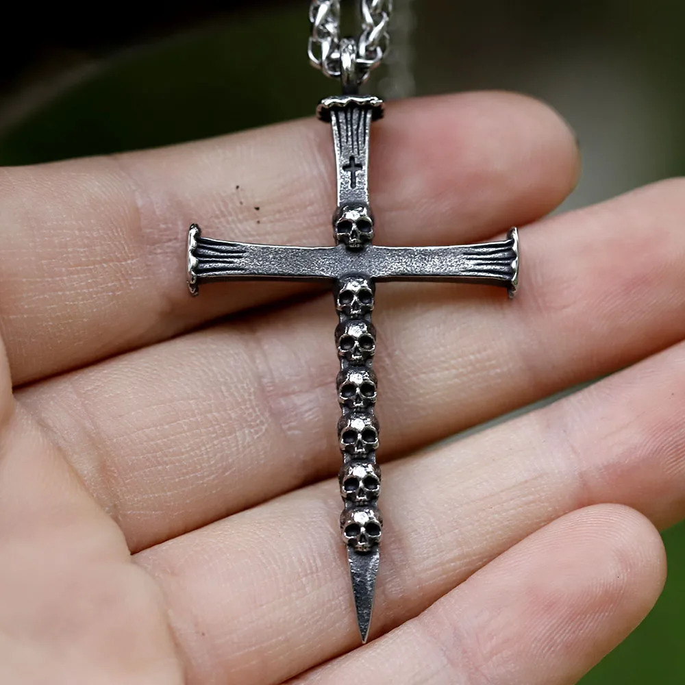 Creative s cross Skull Coffin Necklace Pendant For Men Gothic Punk Jewelry for gift Drop 50 251023