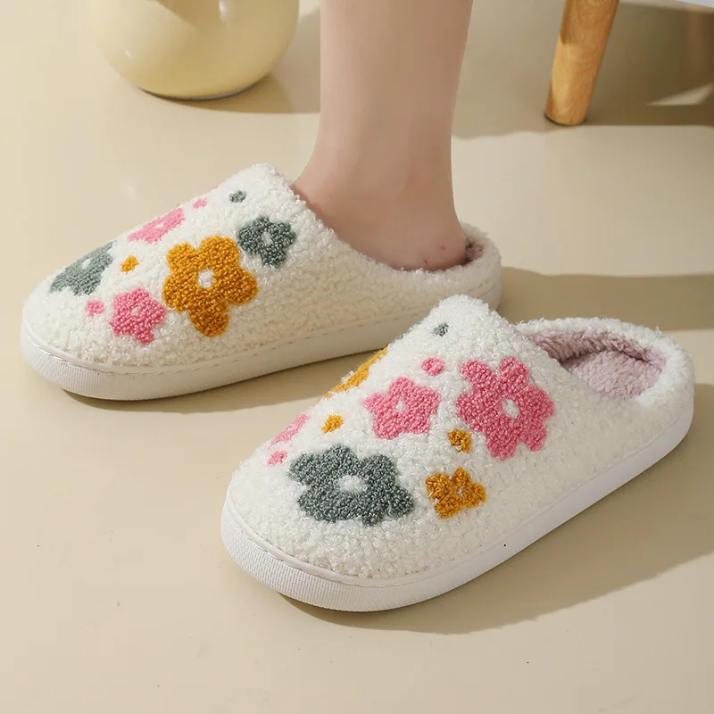 Winter Lovely Women Slippers Girls Fashion Flowers Home Slides Couples Soft Seagulls Flat Sandals Men Christmas Flip Flops251020