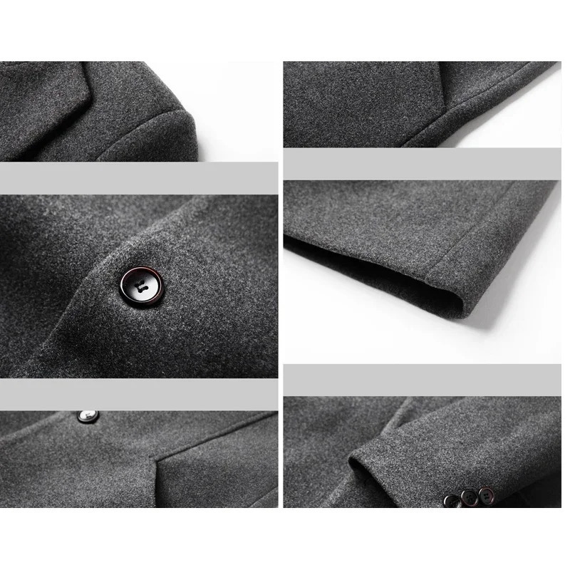 BROWON Korean Coat Men Autumn and Winter Woolen Men Coat Casual Slim Fit Windbreaker Long Solid Color Men Jacket 251023