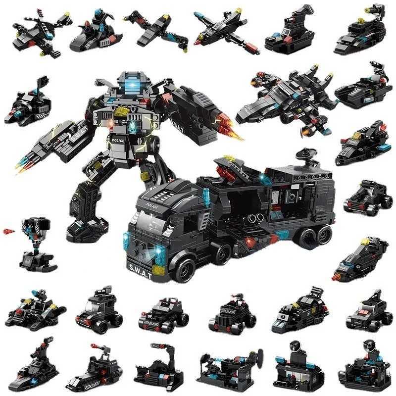 Compatible with 585Pcs CiTY Police Station SWAT Truck Car Building Blocks DIY Toys for Boys Kids Gifts C251023